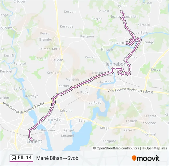 FIL 14 Bus Line Map