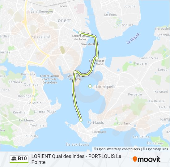 Plan de la ligne B10 de ferry