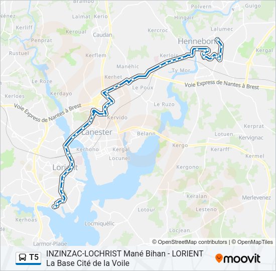 T5 Bus Line Map
