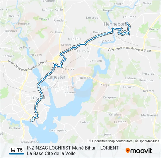 T5 Bus Line Map