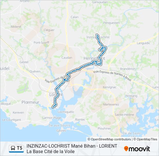 T5 Bus Line Map