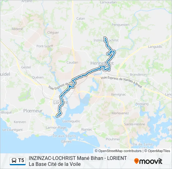 T5 Bus Line Map