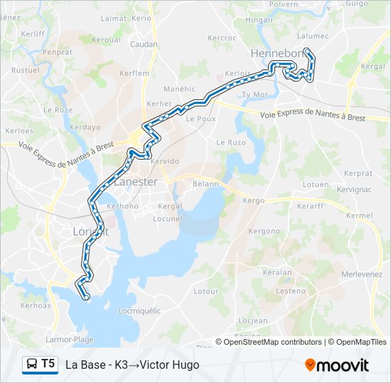 T5 Bus Line Map