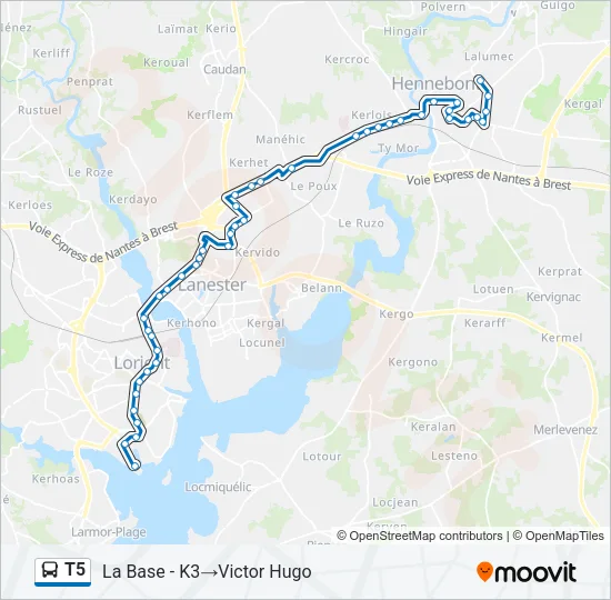 T5 Bus Line Map
