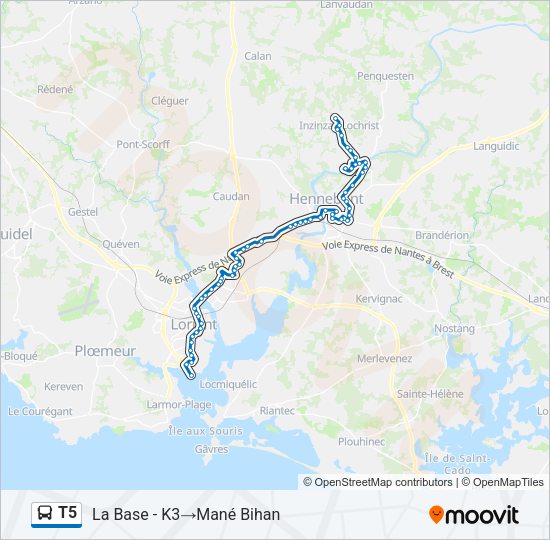 T5 Bus Line Map