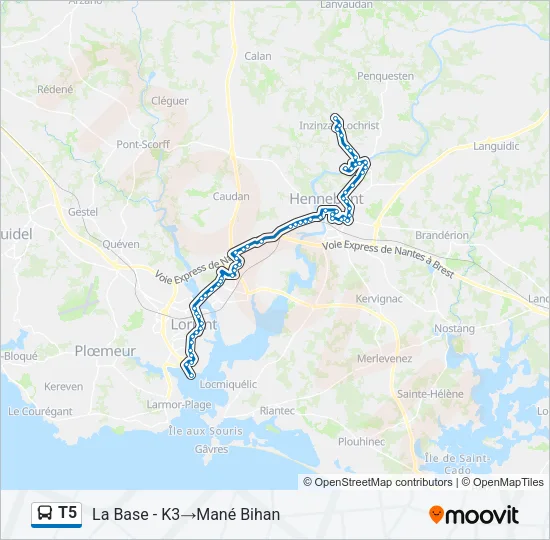 T5 Bus Line Map