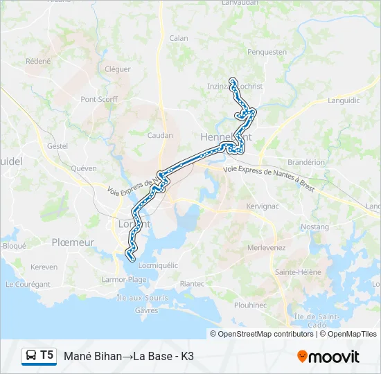 T5 Bus Line Map
