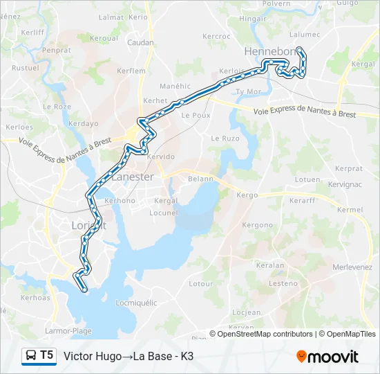 T5 Bus Line Map