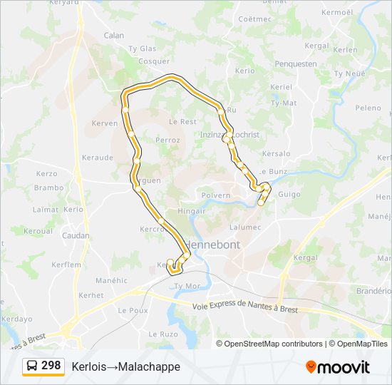 Plan de la ligne 298 de bus