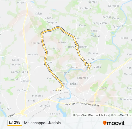 298 Bus Line Map