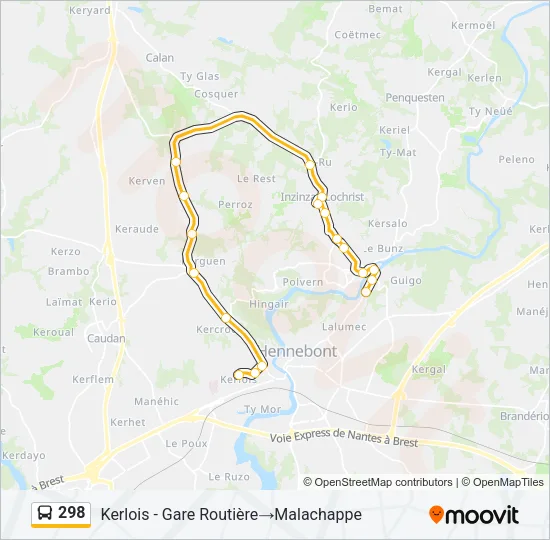 298 Bus Line Map
