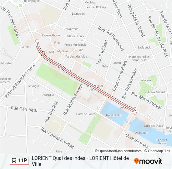 11P Bus Line Map