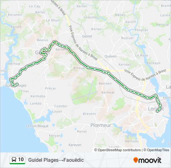 Mapa de 10 de autobús