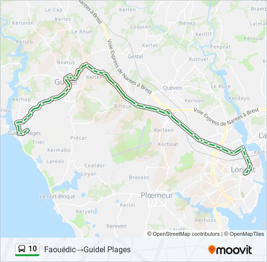 Plan de la ligne 10 de bus