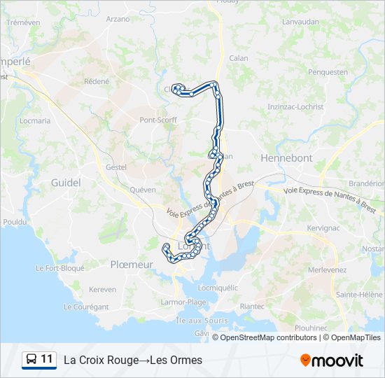 Plan de la ligne 11 de bus