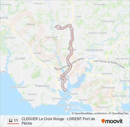 Plan de la ligne 11 de bus