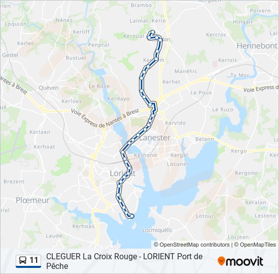 Plan de la ligne 11 de bus