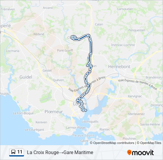 Mapa de 11 de autobús