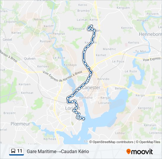 Mapa de 11 de autobús