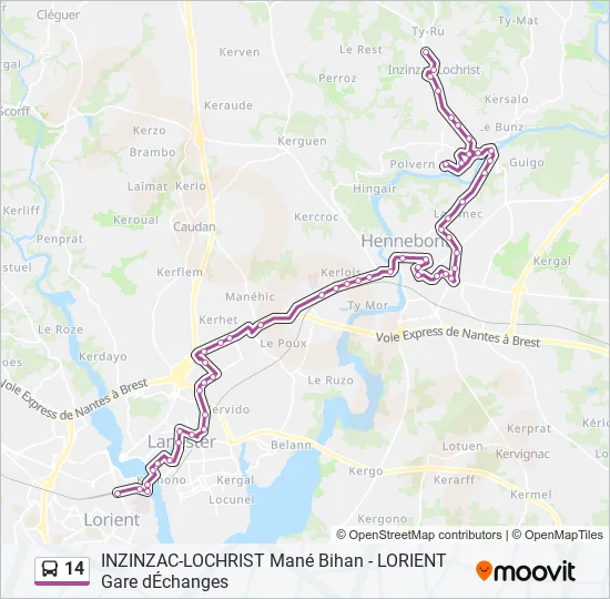 14 Bus Line Map
