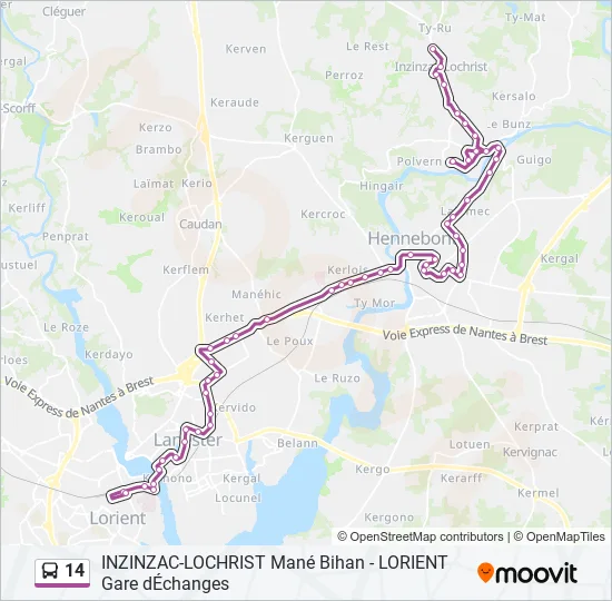14 Bus Line Map