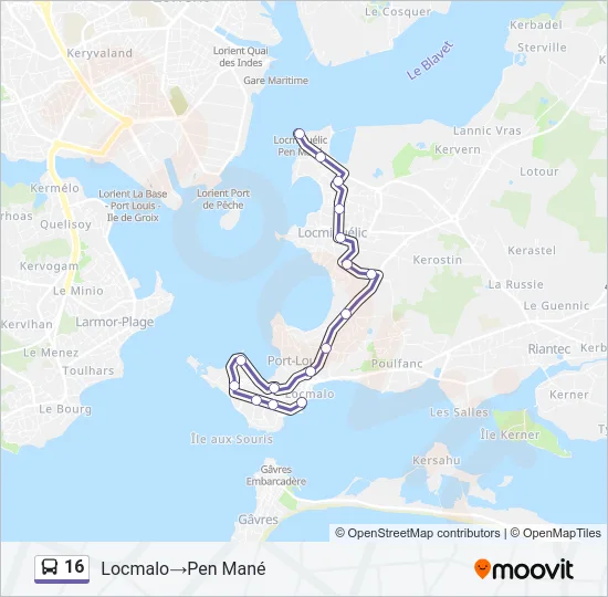 16 Bus Line Map