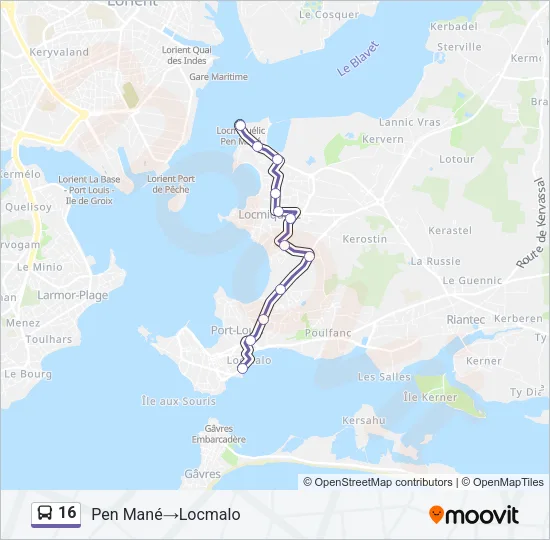 16 Bus Line Map