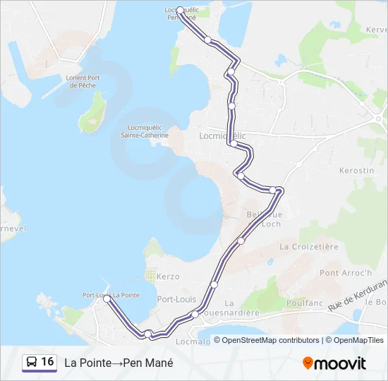 16 Bus Line Map