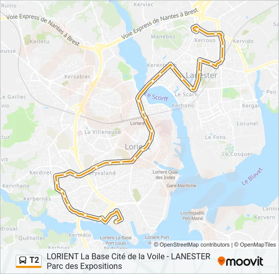 T2 Bus Line Map