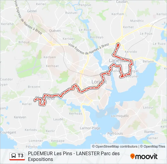 T3 Bus Line Map