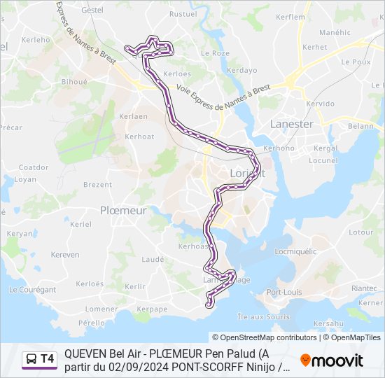 Mapa de T4 de autobús