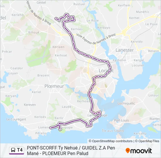 T4 Bus Line Map
