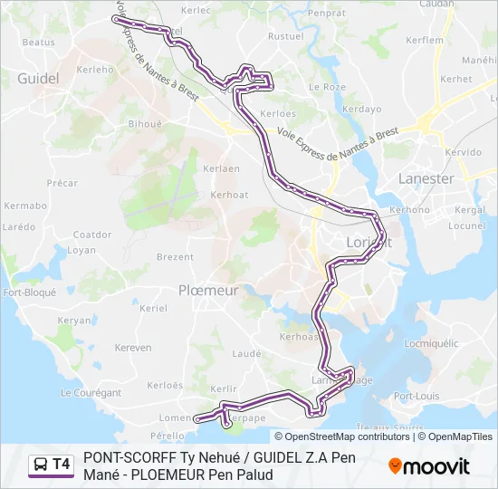 T4 Bus Line Map