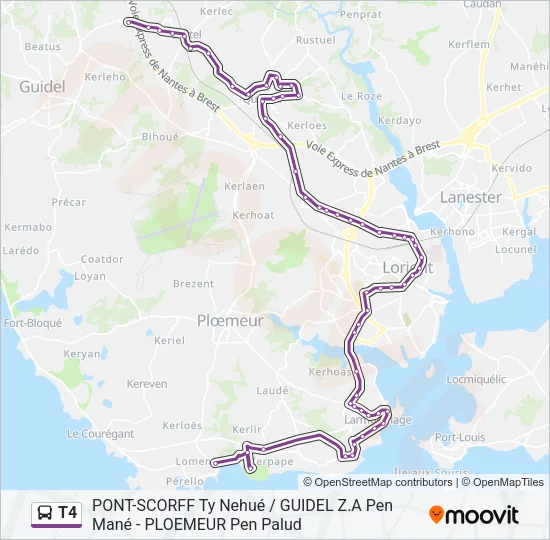 T4 Bus Line Map