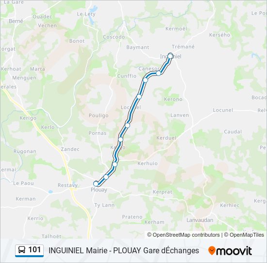 Mapa de 101 de autobús