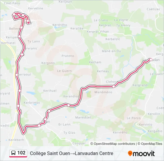 102 Bus Line Map