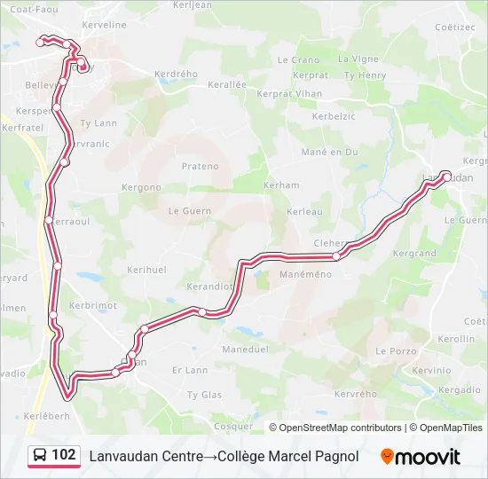 102 Bus Line Map