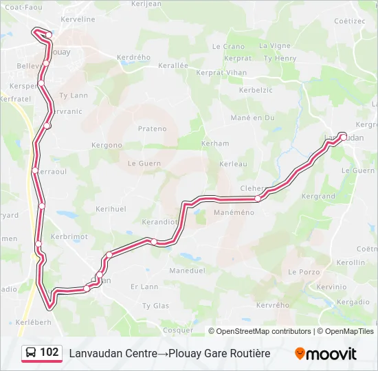 102 Bus Line Map
