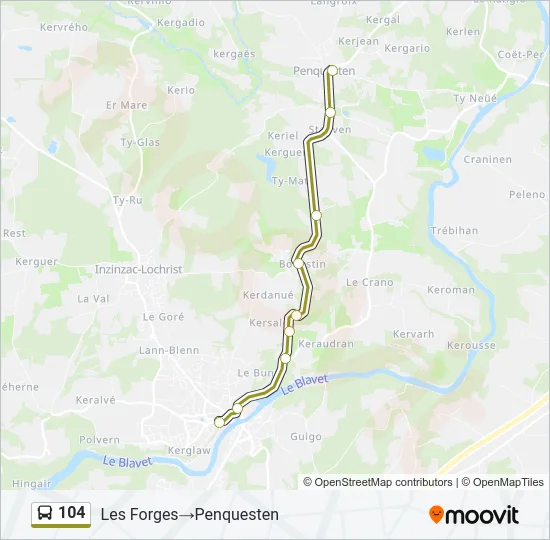 104 Bus Line Map