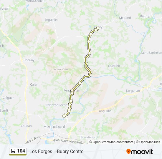 Mapa de 104 de autobús