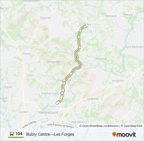 Plan de la ligne 104 de bus