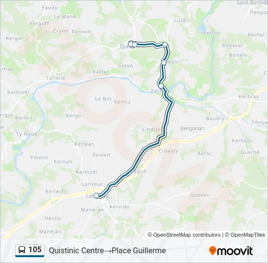 105 Bus Line Map
