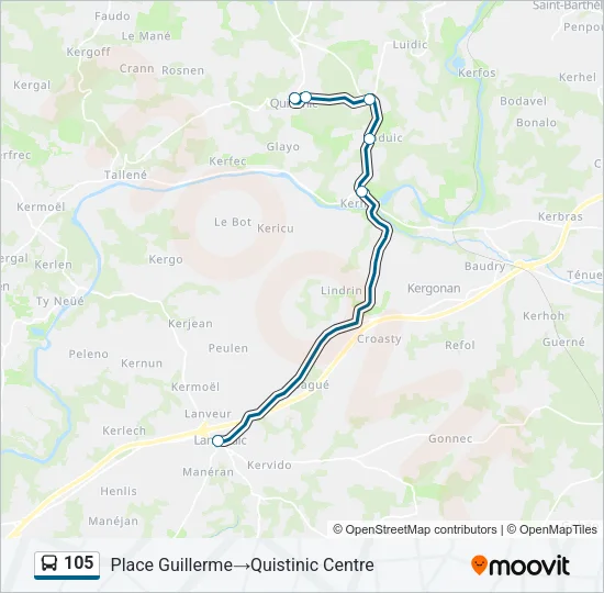 105 Bus Line Map