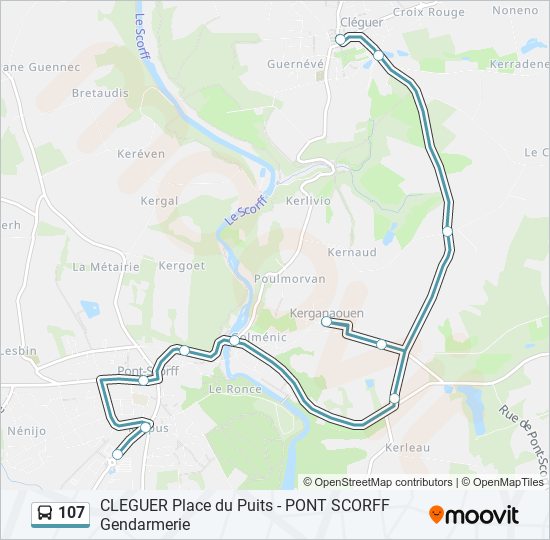 Mapa de 107 de autobús