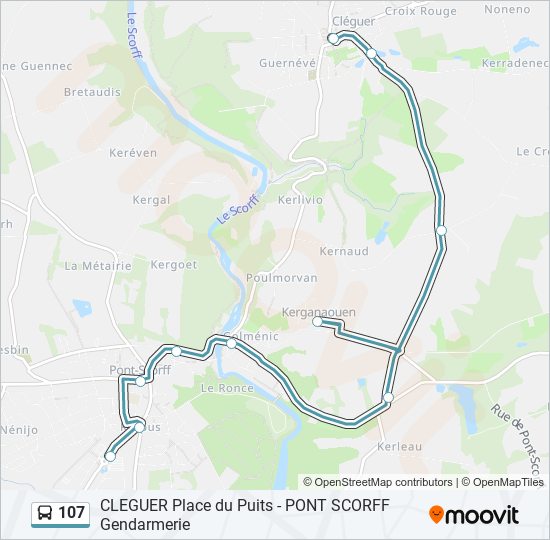 Plan de la ligne 107 de bus