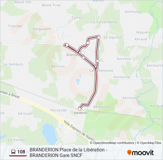 Mapa de 108 de autobús