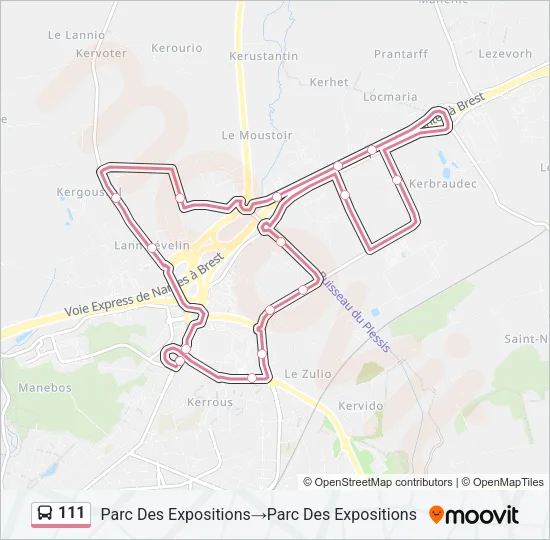 111 Bus Line Map