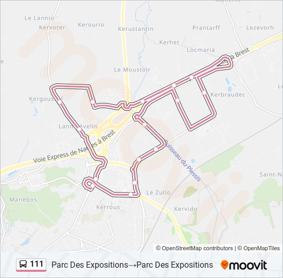 Plan de la ligne 111 de bus