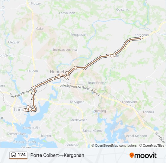 Plan de la ligne 124 de bus