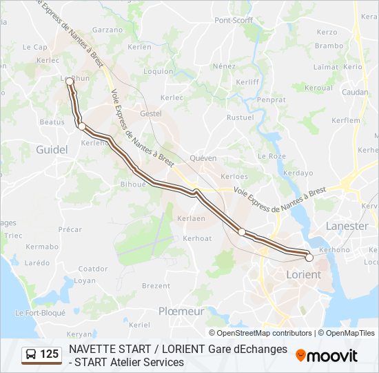 125 bus Line Map